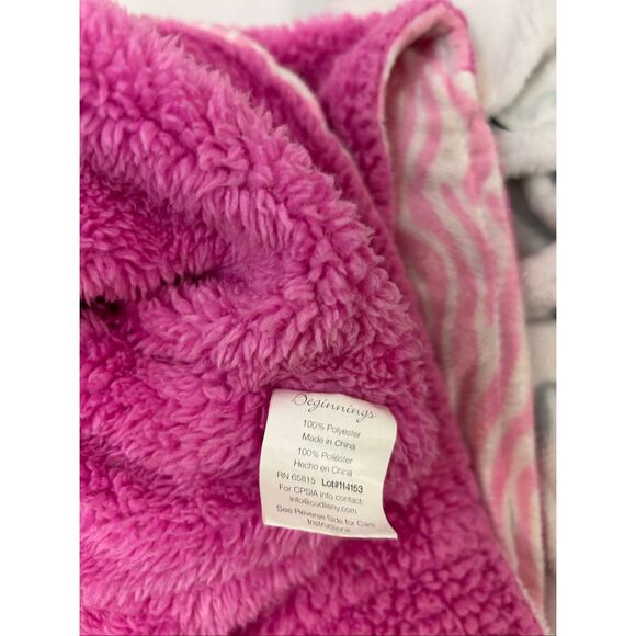 2 Girls swaddle pink gray elephants fleece lot infant baby - Picture 5 of 5